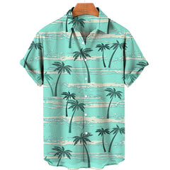 Coconut Tree Printed Hawaiian Shirt Simple Summer Style Beach Shirts