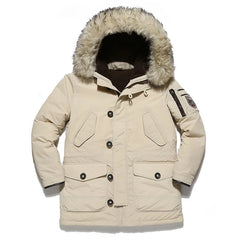 Winter Parka Coat Men's Multi Pockets Fur collar Down Jacket Duck