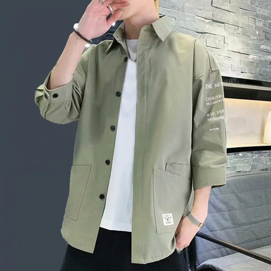 Japanese Style Casual Jacket Men Short-sleeved Shirt Men's Japanese