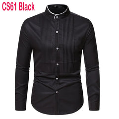 Brand Men Shirt 2022 Fashion Slim Fit Long Sleeve White Dress Shirt