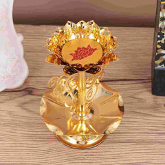 Holder Lotus Gold Diwali Diya Lamp Indian Stand Brass Lamps Oil Flower