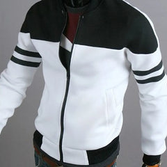 Casual Men's Autumn Winter Zipper Jackets Sportswear Patchwork Long