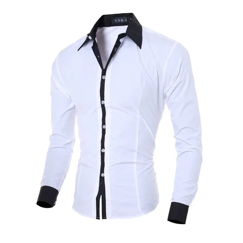 Men Long Sleeve Shirt 2024 Spring Striped Shirts Slim Fit Male Casual