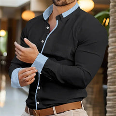 2024 Men's Shirt Long Sleeve Fashion Lapel Single Breasted Cardigan