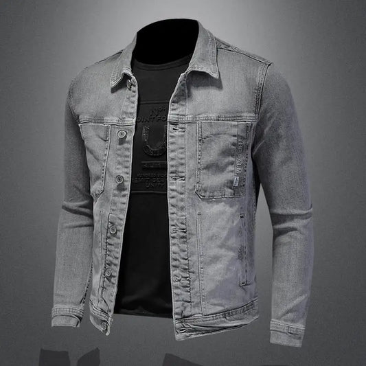 Autumn new washed classic men's denim jacket Street handsome trend