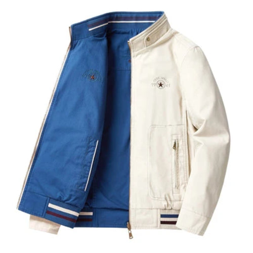 DIMUSI Autumn Men's Reversible Military Jacket Casual Man Cotton