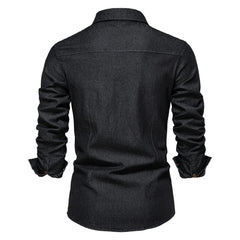 Fashion Autumn Cotton Denim Shirts Men Casual Long Sleeve Quality