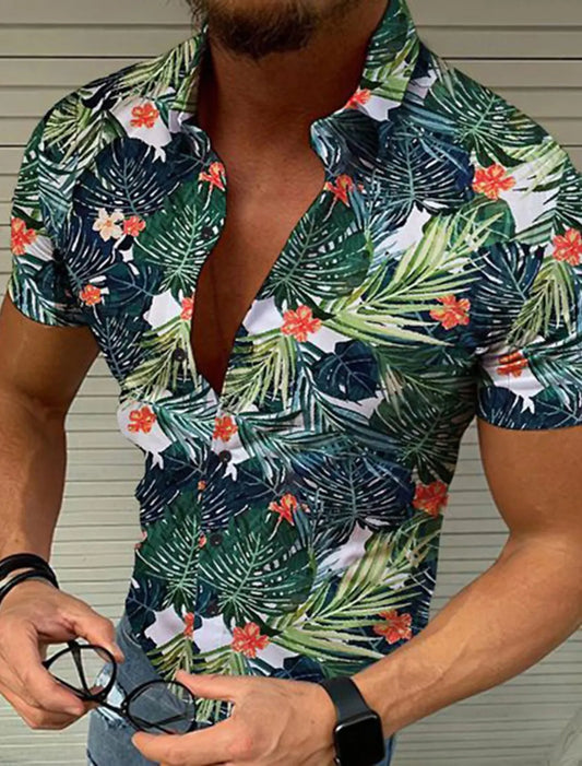 Men's Shirt Aloha Shirt Flamingo Turndown 3D Print Outdoor Casual