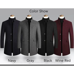 BROWON Brand Business Casual Trench Coat Men Chinese Style Solid Color