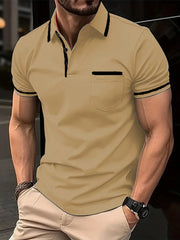 Men's POLO shirt Spring and summer trend patchwork fashion top casual