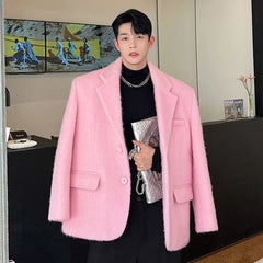 IEFB Korean Chic Male Woolen Jacket Fashion Lapel Single Breasted