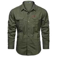 Spring Cargo Shirts for Men Long Sleeve Casual 100% Cotton High