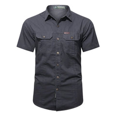 New Summer Men Multi-pockets Tooling Shirts Military Outdoor