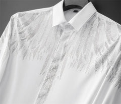 Luxury Wing Rhinestone Men's Shirt 2024 Spring Long Sleeve Casual