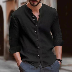Hot new men's cotton linen shirt loose comfortable casual linen young