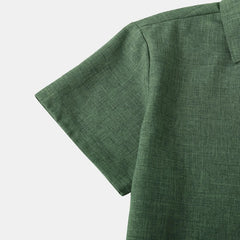 Green Cotton Linen Shirt Men 2023 Summer Brand Short Sleeve Casual