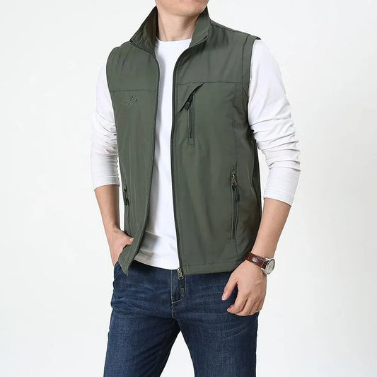 Summer Thin Vest Jacket Men Outdoor Casual Clothes Lightweight Short