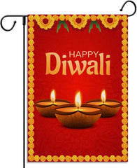 Linen Diwali Garden Flag India Happy Deepavali Festival of Lights