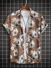 Men's short sleeved shirt new summer Hawaiian style lapel button up