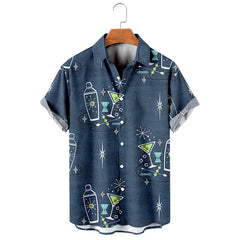 Summer Hawaiian Shirt Men Coconut Tree Printed For Men Holiday Beach