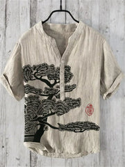 Japanese Art Print Men's 3-Button Short sleeved Shirt T-shirt 2024