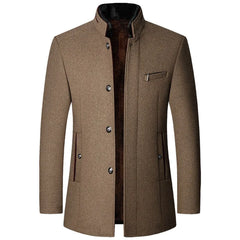 Men Woollen Trench Coats Cashmere Blazers Jackets Stand-up Collar