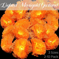 2-10Pack Marigold Garland Lighted Artificial Marigold Flowers String