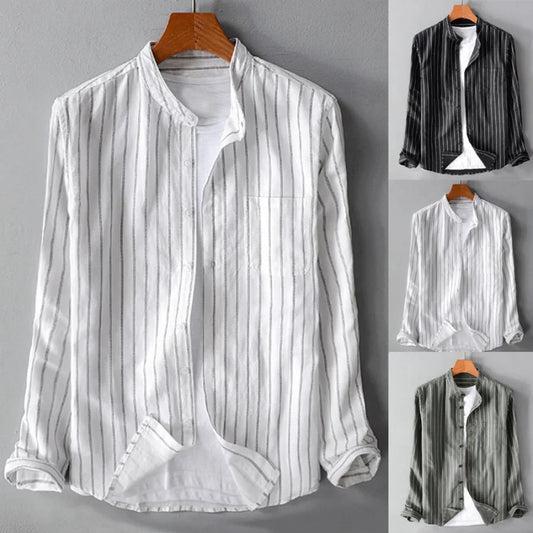 Plus Size 4XL 5XL Cotton Line Shirts for Men Casual Multicolor Striped