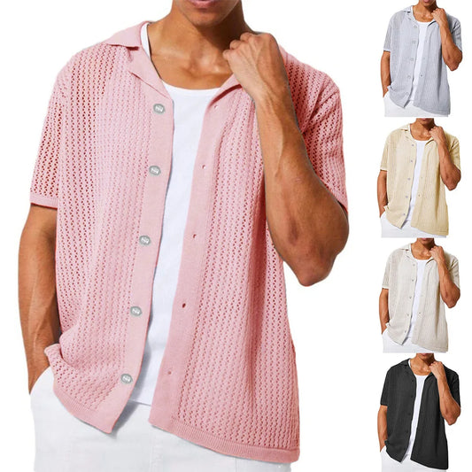 2024 New European and American men's Casual Knitted Cardigan Summer