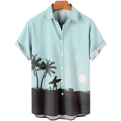 Hawaiian Shirt Men Summer 3d Coconut Tree Printed Shirts For Men