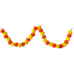 Marigold Flower Garland with зo Flowers, Artificial Flowers for Diwali