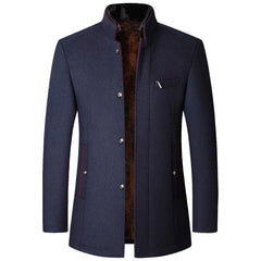 Men Woollen Trench Coats Cashmere Blazers Jackets Stand-up Collar