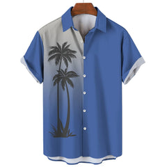 Coconut Tree Printed Hawaiian Shirt Simple Summer Style Beach Shirts