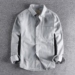 Coarse twill cotton wash-and-wear long-sleeved shirt man-n simple