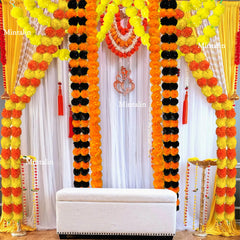 Marigold Flower Garland with зo Flowers, Artificial Flowers for Diwali
