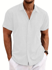 Summer explosive men's fashion casual loose cotton linen shirt trend