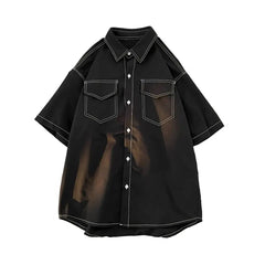 Fall Spring Men Shirt Loose Fit Japanese Style Single-breasted Lapel