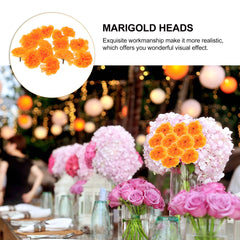 50 Pcs Artificial Marigold Simulation Heads Fake Embellishment