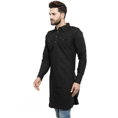 Handcrafted Black Cotton Traditional Kurta Ethnic Wear Tunic Summer