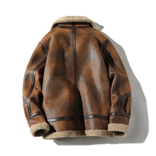 Fur Men's Autumn Winter Thickening High-end Brand Leather Jacket /