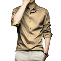 6XL Men Shirt Long Sleeve Slim Fit Luxury Smooth Soft Anti-wrinkle