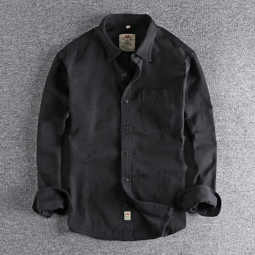 Coarse twill cotton wash-and-wear long-sleeved shirt man-n simple