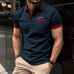 European and American men's casual short sleeved polo shirt office