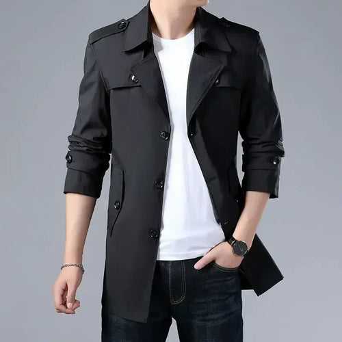 New Spring Men Trench Fashion England Style Long Trench Coats Mens