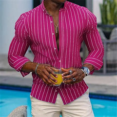 Men's Casual Shirt Buttoned Summer T-Shirt Blue Clover Long Sleeve