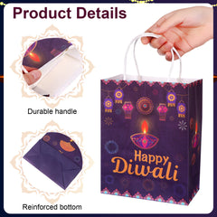 12 Pcs Happy Diwali Gift Bags Diwali Paper Bags With Handles For