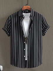 Alternating striped men's shirts Summer minimalist shirts Beach casual