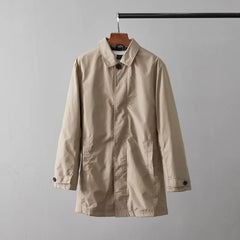 Men's Windproof Mid Length Warm Trench Coat Japanese Style Simple