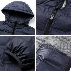 Men's White Duck Down Jacket Warm Thick Windproof Puffer Jacket Winter