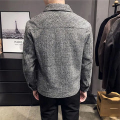 2024Autumn/Winter Men Polo Neck Woolen Jacket Fashion Slim Fit Suit